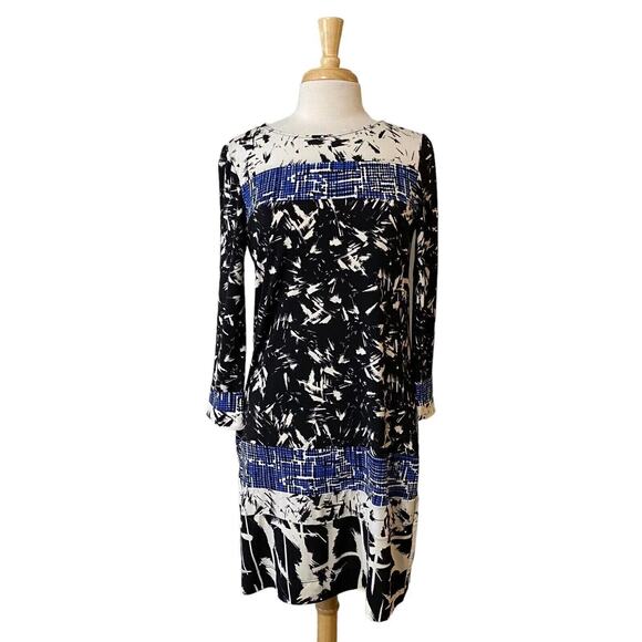 BCBGMaxazria‎ Dress Size Medium Women's Mini Shift Abstract Print Longsleeve - Picture 2 of 8